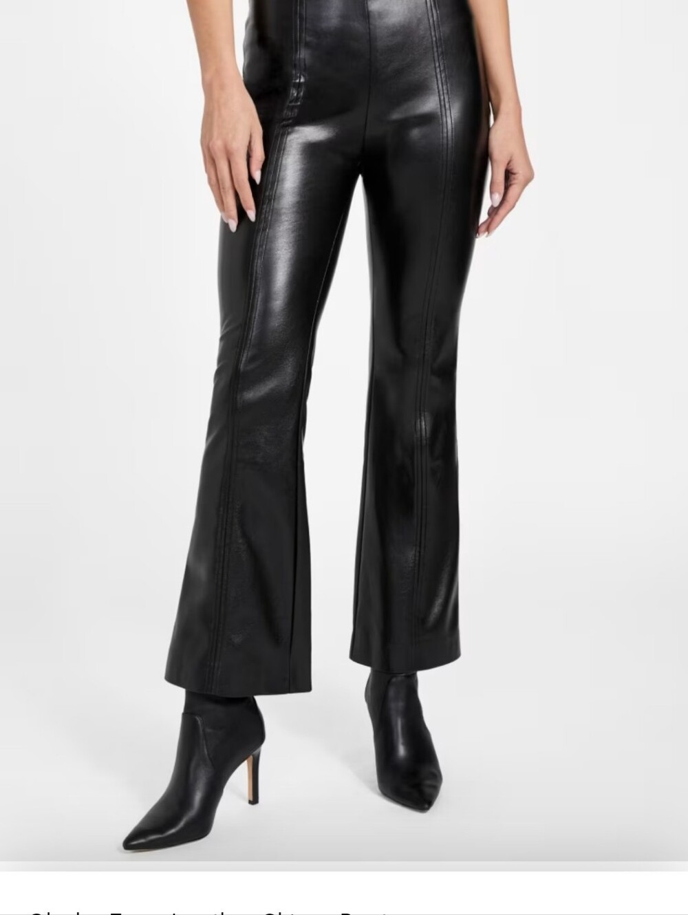 Marciano By Guess High-Waist Black Faux-Leather Flare Pants NWT